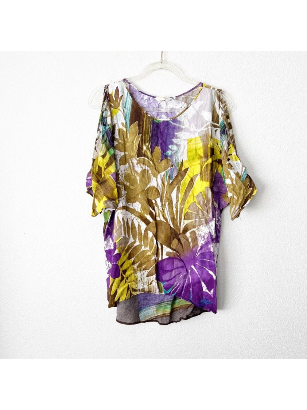 Jams World Hawaii Womens Medium Rain Shadow Peek a Boo Tunic Rayon Top Cold Shou